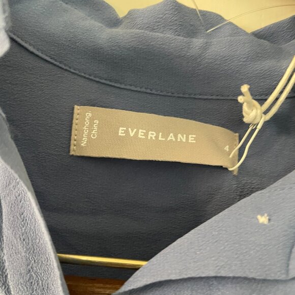 Everlane Blue Washable Silk Shirt Size 4 - Picture 4 of 6